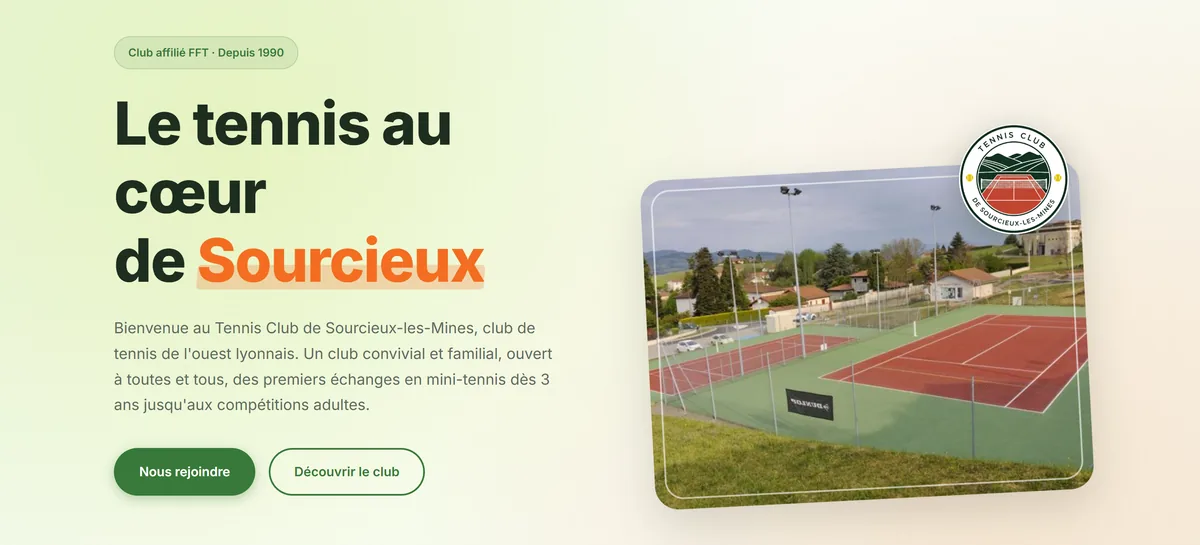 Le site du Tennis Club de Sourcieux-les-Mines, réalisé par Martin Louedec